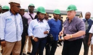 Managing Director, Metal Recycling Plant, Mr Roy Woolcock (right) explaining how the company works to members of Rivers State House of Assembly Committee on Environment headed by, Hon. Victoria Nyeche (middle), while Hon. Anderson Miller (left) and Hon, Ibiso Nwuche (3rd left) watch, during the committee’s oversight function visit to the Rivers State Scrap-To-Wealth Plant at Kira in Tai LGA, recently. Photo: Chris Monyanaga.