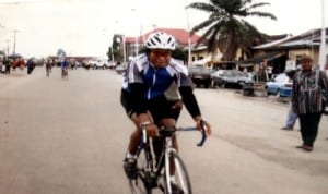 A cyclist in action during a national event in Port Harcourt, Rivers State, recently.