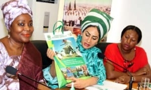 L-R: Minister Of State for Federal Capital Territory, Oloye Olajumoke Akinjide, Director-General, Nigeria Tourism Development Corporation (Ntdc), Sally Mbafeno and a Board Member of Ntdc, Mariam Onuoha, during the visit of officials of the Corporation to the Minister in Abuja, recently.