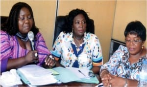 Rivers State Commissioner for Information and Communications, Mrs Ibim Semenitari (left), Permanent Secretary of the ministry, Mrs Cordelia Peterside (middle), and Permanent Secretary, Ministry of Finance, Mrs Alaliba Dokubo at the special kick-off meeting for the groundbreaking ceremony of the new Nigeria Union of Journalists’ Secretariat Complex, at the Ministry of Information and Communications’ Conference Room, yesterday. Photo: Chris Monyanaga
