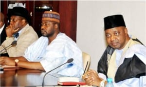 L-R: Permanent Secretary, Federal Ministry of Power, Mr Godknows Igali; Minister of State for Power, Mohammed Wakil and Vice President Namadi Sambo, at a meeting on Power in Abuja, yesterday.