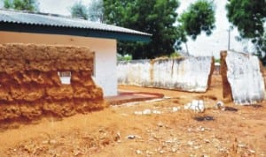 Fallen Fence of Sir Abubakar Tafawa Balewa Guest House at Bayaran Area in Bauchi State, recently.