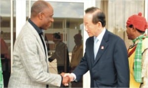 Governor Chibuike Rotimi Amaechi (left) welcome Domg Kurn Lee Foundation Trustee chairman and Rotary International President, during courtesy visit to Government House, Port Harcourt.