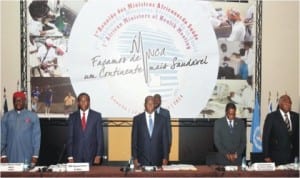Minister of Health, Prof. Onyebuchi Chukwu (left) with other African Ministers of Health at their   first joint conference in Luanda, Angola, yesterday 