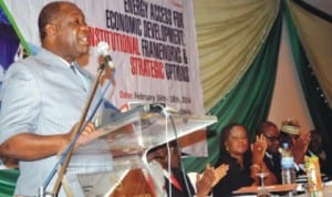 Minister of Power, Prof. Chinedu Nebo (left), declaring open the 7th Annual Nigerian Association for Energy Economics and International Association for Energy Economics conference in Abuja, recently.