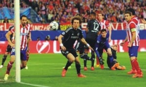 A rare goalmouth action at Atletico Madrid’s box last night as Chelsea kept them at arms length in the first leg semi final match of the UFEA Champions League.