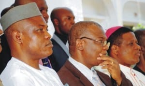 L-R: Chief Executive Officer, Peace Mass Transit (Pmt), Mr Sam Onyishi, Deputy Vice Chancellor Academics, UNN, Prof. Polycarp Chigbo and Most Rev. Godfrey Onah, during a courtesy visit by Pmt to Unn, Enugu State, last Wednesday.