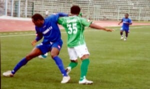 Sharks and Dolphins players in action during a Premier League match in Port Harcourt, recently