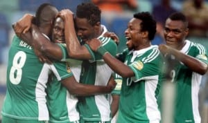 Super Eagles in celebration  in a recent outing
