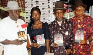 L-R: Guest of Honour, Mr Harry Eniatorudabo; Author,Okukue Enem Obulom, Miss Harold Gudi Iyali; Chairman of the occasion, HRH Joseph Orumo and former chairman, Community Health Practitioners of Nigeria at the  launch of Abuloma Language Dictionary in Port Harcourt last Saturday 