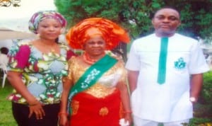 Executive Chairman of Etche Local Government Area of Rivers State, Barrister Reginald Ukwuoma (right), his wife (left) and wife of Paramount Ruler of Oginigba Community, Lolo Rose Nyeche Odum (middle), during the honour of Lolo Odum by St. Jude’s Anglican Church, Oginigba Deanery, recently.