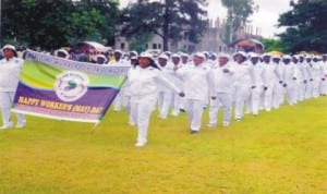 Members of Maritime Workers Union of Nigeria marching during May Day celebration in Port Harcourt, yesterday. Photo: Prince Obinna Dele