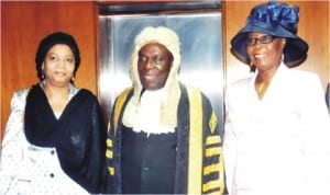 L-R: President, Court of Appeal, Justice Zainab Bulkachuwa, a retiring Supreme Court Judge, Justice Christopher Chukwuma-Eneh and his wife, Mariam, at the Valedictory Court Session in Honour of Justice Chukwuma-Eneh at the Supreme Court in Abuja, on Wednesday.