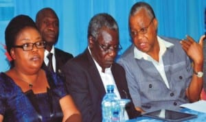 L-R:  Dr Elizabeth Eterigho of Federal University of Technology Minna, Mr Alex Nenyin,  Gacmork Nigeria Ltd  and retired Prof. Robert Ebewele, Department of Chemical Engineering, University of  Benin, at the ptdf 2nd annual oil and gas research grant competition close-out seminar 2014 in  Abuja, recently. Photo: NAN