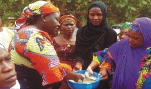 Women preparing food during a practical session on processing food for school feeding and family nourishment organised by Federal Ministry of Agriculture in Gombe, recently. Photo: NAN