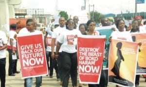 Port Harcourt residents demand release of the Chibok abducted girls in Port Harcourt, recently.