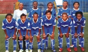 Rivers Angels players ready for action during an ecounter in Port Harcourt, Rivers State recently.