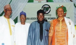 L-R: NUJ National President, Mr Garba Mohammed, National Publicity Secretary, APC, Alhaji Lai Mohammed, Representative of President of Nigeria, Alhaji Garba Kakarfi and former NAWOJ National President, Mrs Asabe Baba-nahaja, at the opening of NAWOJ national delegates conference in Badagry, Lagos, last Saturday.