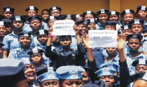 Students of Federal Government Girls College (Fggc), Abaji, during the solidarity visit of the Executive Director, Un Women, Ms Phumzile Mlambo-Ngcuka to the school over the abducted Chibok School Girls in Abuja, yesterday. Photo: NAN