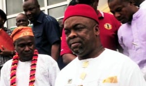 President,  Petroleum and Natural Gas Senior Staff Association of Nigeria (pengassan), Comrade Babatunde Ogun (left) and the Minister of Labour,  Chief Emeka Wogu, at the pengassan 4th trienial national delegates' conference in Abuja, recently. Photo: NAN