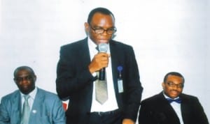 Perm. Secretary, Establishment, Rivers State represeting Head of Service, (middle) making an opening address. With him is General Manager, RNSC, Mr. Celestine Ogolo (right) with Director, Small Medium Enterprises Department, Ministry of Commerce representing Perm. Sec., Min. of Commerce, Ms Kadilo Brown (left) during the NUJ Tide chapel send-forth of its retired members at Board Room, RSNC, last Wednesday. Photo: Egberi Sampson