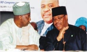 Vice President Namadi Sambo (left), with the Minister of Works, Mr Mike Onolememen, at the opening of the First International Road Federation Africa Regional Congress in Abuja, last Wednesday