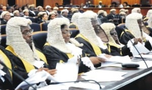 A cross-section of judges at the valedictory court session in honour of Justice Christopher Chukwuma-Eneh at the Supreme Court in Abuja recently. 