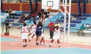Basketball players struggling for honours during a national event in Port Harcourt, Rivers State, recently.