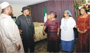 L-R: President Macky Sall Of Senegal; President Goodluck Jonathan; Minister Of Finance, Dr Ngozi Okonjo-iweala; Nigeria's Ambassador To Senegal, Mrs Katyen Catherine Jackden And The Special Adviser To The President On Nepad, Mrs Fidelia Njeze, During Arrival Of President Jonathan For The Dakar Financing Summit For Africa's Infrastructure Development In Senegal last Saturday.