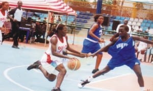 Basketball Players in action during national event in Port Harcourt, Rivers State recently.