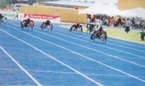 Para-athletes racing for honours during a national sports event in Port Harcourt, Rivers State recently.