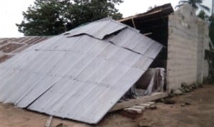 A building devastated by rainstorm in Rivers State, recently.
