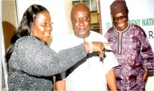 L-R:Rivers State Commissioner for Information and Communications, Mrs Ibim Semenitari, Rivers State Resident Electoral Commissioner, Mr Aniedi Ikoiwak and INEC Administrative Secretary, Mr Evurulobi Chinedu, at the inauguration of National Inter-Agency Advisory Committee on Voter Education and Publicity, Rivers State chapter in Port Harcourt, yesterday 