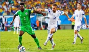 Super Eagles’ captain, Joseph Yobo (2) leading the defence as Nigeria remains the only team yet to concede a goal at Brazil 2014