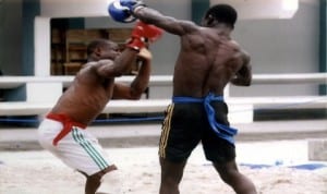 Traditional Boxers struggling for honours during a national event in Port Harcourt, Rivers State recently