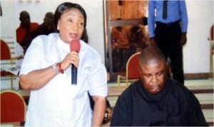 Rivers State House of Assembly Deputy Whip, Hon Irene Inimgba (left) moving a motion to support the Deputy Leader of the House to adjourn the sitting  last Monday. Photo: Chris Monynanaga