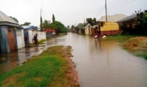 Flooded portion on Route 7, Federal Housing Estate, Ikot Ansa in Calabar last Tuesday.