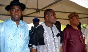 Rivers State Deputy Governor, Engr Tele Ikuru (middle) who represented the state Governor, Chibuike Amaechi flanked by Senator Magnus Abe (left) and state Chairman of All Progressive Congress (APC), Chief Davies Ibiamu Ikanya at the inauguration of the party’s standing committees on Tuesday at the APC Secretariate in Port Harcourt. Photo Ibioye Diama