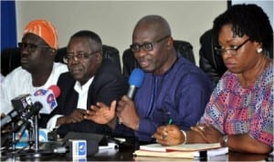 L-R: Special Adviser to Lagos Governor on Information & Strategy, Mr Lateef Raji, Director, Nigeria Centre for Disease Control, Abuja, Prof. Abdusalami Nasidi, Lagos State Commissioner for Health, Dr Jide Idris and Special Adviser to Lagos State Governor on Public Health, Dr Yewande Adeshina at a briefing to update the public on Ebola virus in Lagos, last Monday