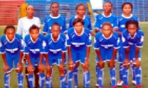 Rivers Angels FC of Port Harcourt, Rivers State in NWPL action recently.