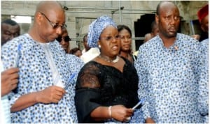 L-R:President, Nigeria Union of Journalists (NUJ), Mohammed Garba, Rivers Commissioner for Information and Communications, Mrs Ibim Sementari and Chairman, Nigeria Union of Journalists, Rivers Council, Mr Opaka Dokubo, during the burial of former President of NUJ, Mr Ndagene Akwu in Port Harcourt, last Saturday