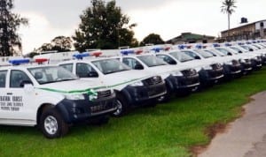 Vehicles presented to security agencies in Ibadan, recently.