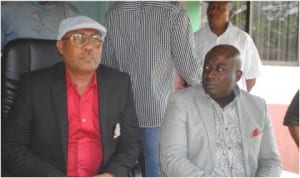 Chairman, Rivers State chapter of the All Progressives Congress (APC),Ibiamu Davies Ikanya (left) and Hon Emeka Beke, during the defection of PDP members at APC Secretariate in Port Harcourt, yesterday