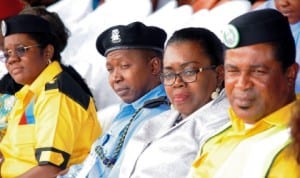 L-R: Commissioner, Child Rights Brigade (Crib), Enugu State Command, Mrs Oluchi Promise, representative of Enugu State Commissioner of Police, Mr Zakari Ya'u,Chairperson Child Protection Network, Mrs Margaret Nwagbo and Crib National Head of Operations, Mr Archibong Anderson, at the inauguration of CRIB, Enugu State Command in Enugu last Saturday.