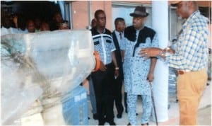 Representative of the Rivers State Governor and Deputy Governor, Engr Tele Ikuru (2nd right), Commissioner for Commerce and Industry, Chuma C. Chinye (right) and Commissioner for Special Duties, Barrister Dickson Umunnakwe, at the empowerment ceremony at Delta Hotel in Port Harcourt, last Friday