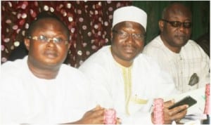 L-R: Chairman, Trade Union Congress (TUC), Rivers Council, Mr Chika Onuegbu, National President, Association of Senior Civil Servants of Nigeria, Mr Bobboi Kaigama and former Chairman,TUC, Rivers Council, Mr Jack Alaso, at a seminar on Entrepreneurship Development and Pre-retirement in Port Harcourt, yesterday