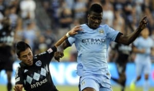 Kelechi Iheanacho (right) in action during Man City’s pre-season in USA. His exploits have been inspiring his former mates.