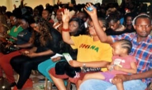 Audience watching a drama at Atlantic Hall, Hotel Presidential, Port Harcourt