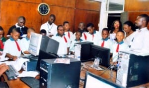 Pupils of Greenhill International School, Port Harcourt at the Computer Room of the Rivers State Newspaper Corporation during an excursion, recently.