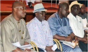 Rivers State Commissioner for Health, Dr Sampson Parker (left), Permanent Secretary, Ministry of Health, Mr Somiari Harry (2nd left), Director, Public Health, Dr Nnanna Onyekwerre (2nd right) and Special Assisant to the Commissioner, Dr Kalada Dick Iruenabere, during their appeareance before the House of Assembly in Port Harcourt, last Wednesday